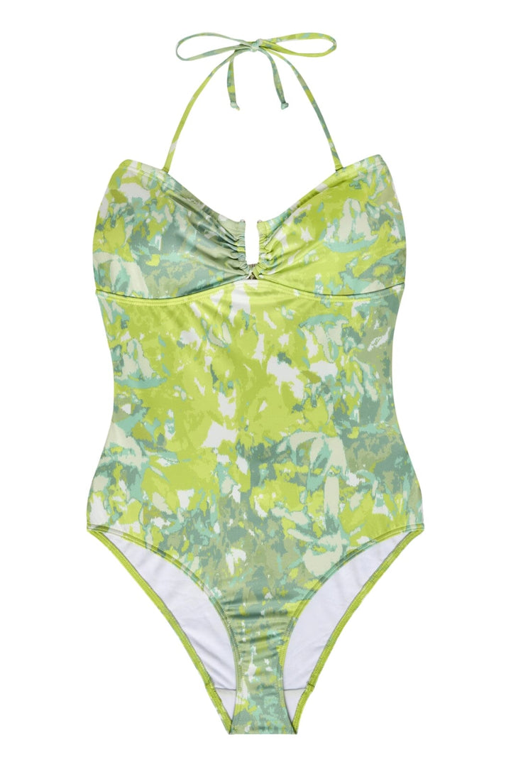 Gestuz - KellyGZ open bk swimsuit - Green splash Badedragter 