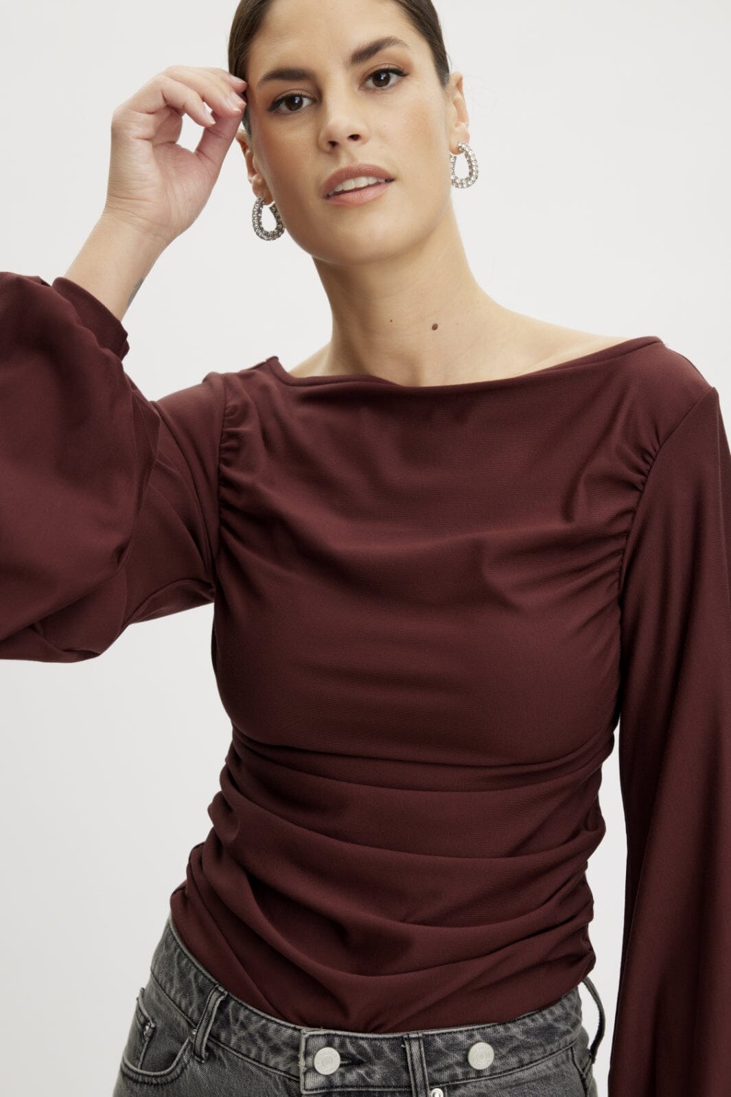 Gestuz - RifaGZ ls blouse - Bitter Chocolate Bluser 