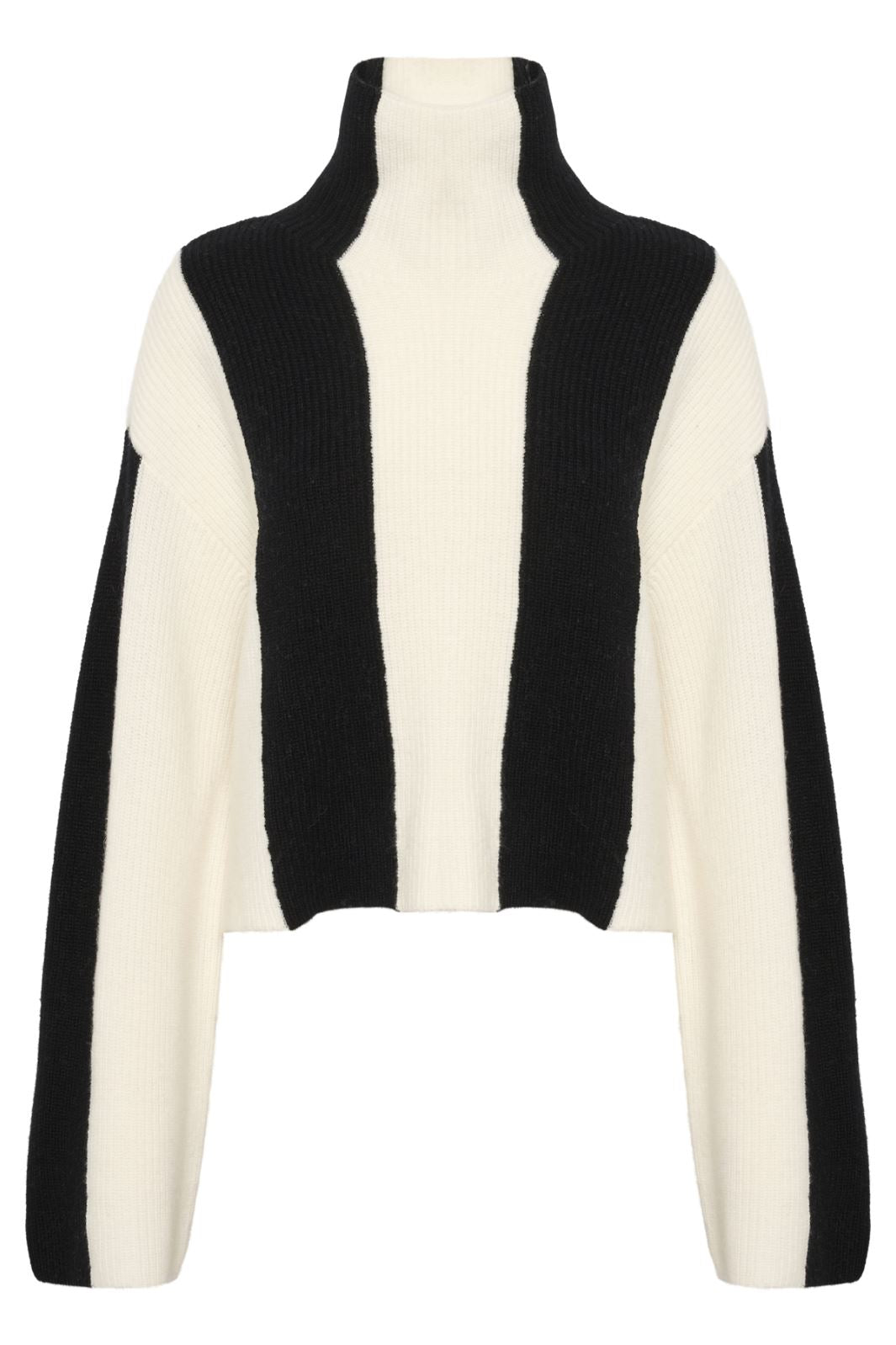 Gestuz - RisaneGZ short wool pullover - Black/off white Strikbluser 