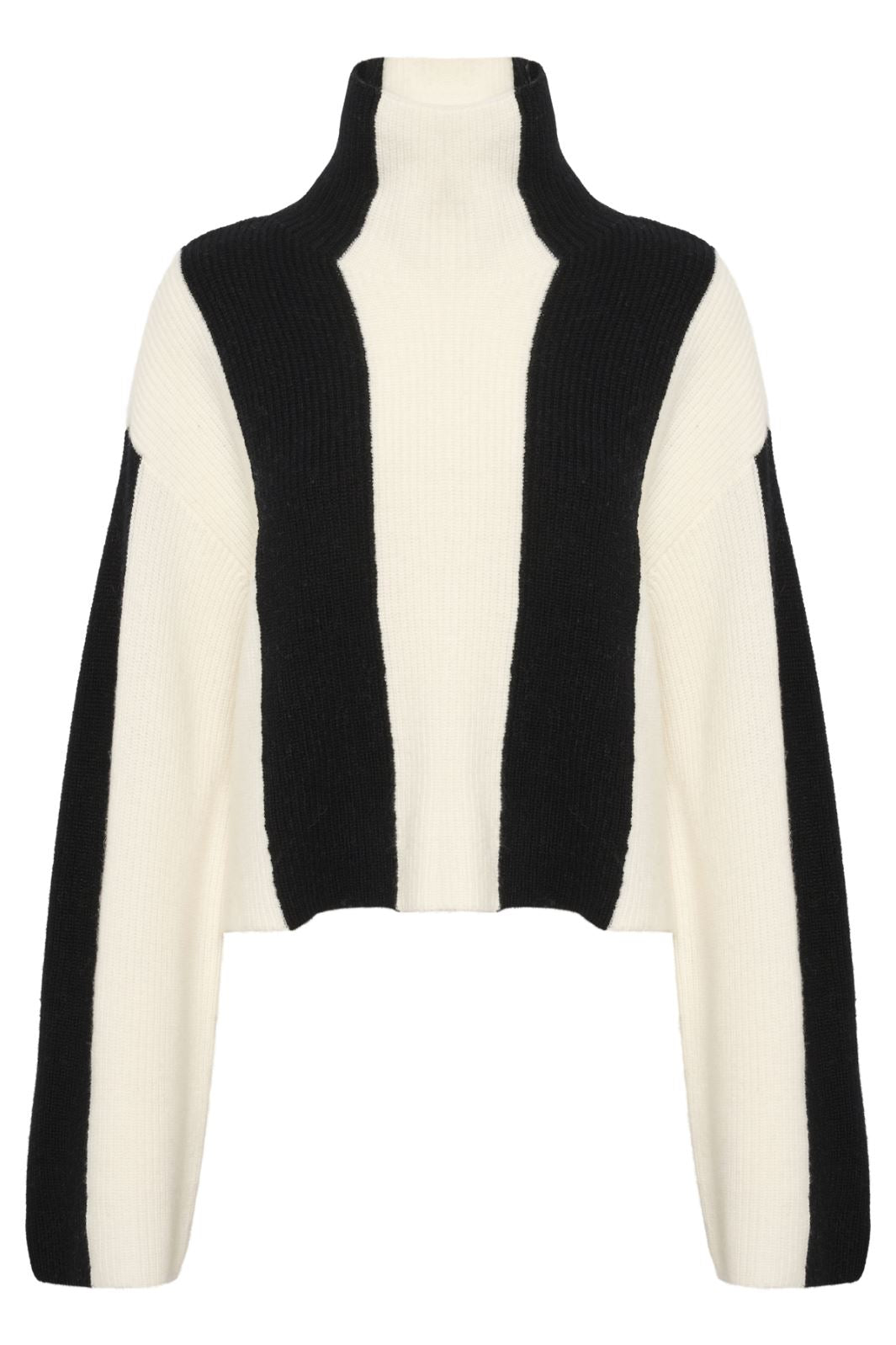 Gestuz - RisaneGZ short wool pullover - Black/off white Strikbluser 