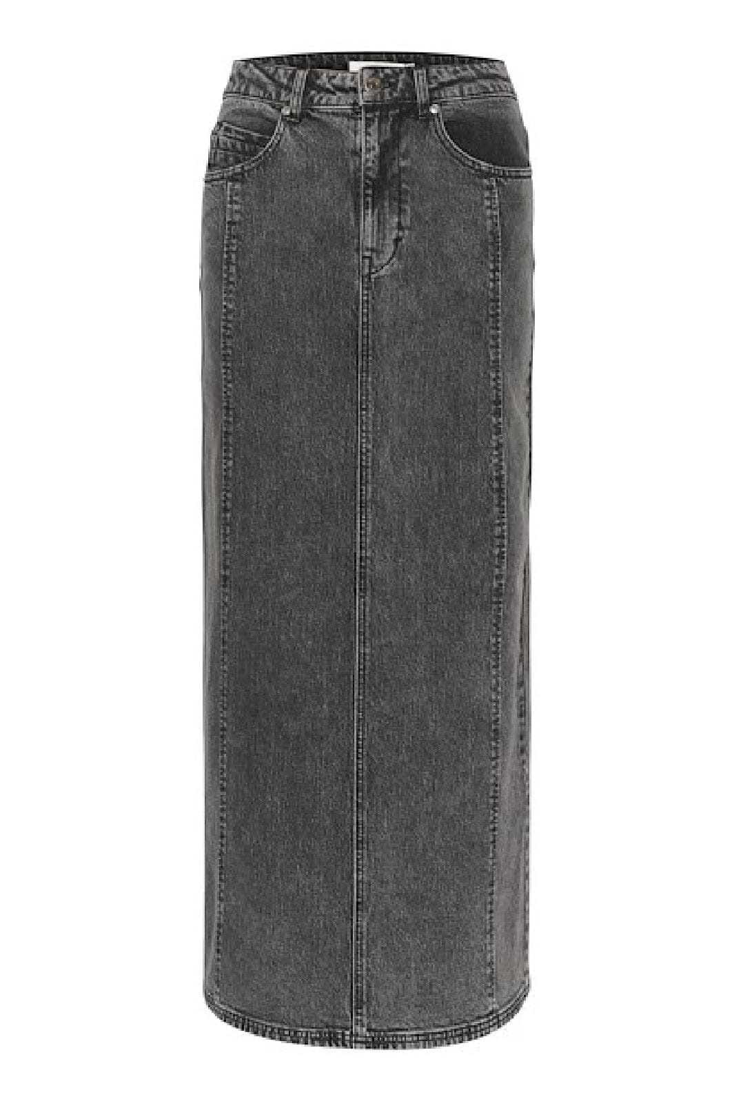 Gestuz - StullyGZ MW long skirt - Grey acid wash Nederdele 