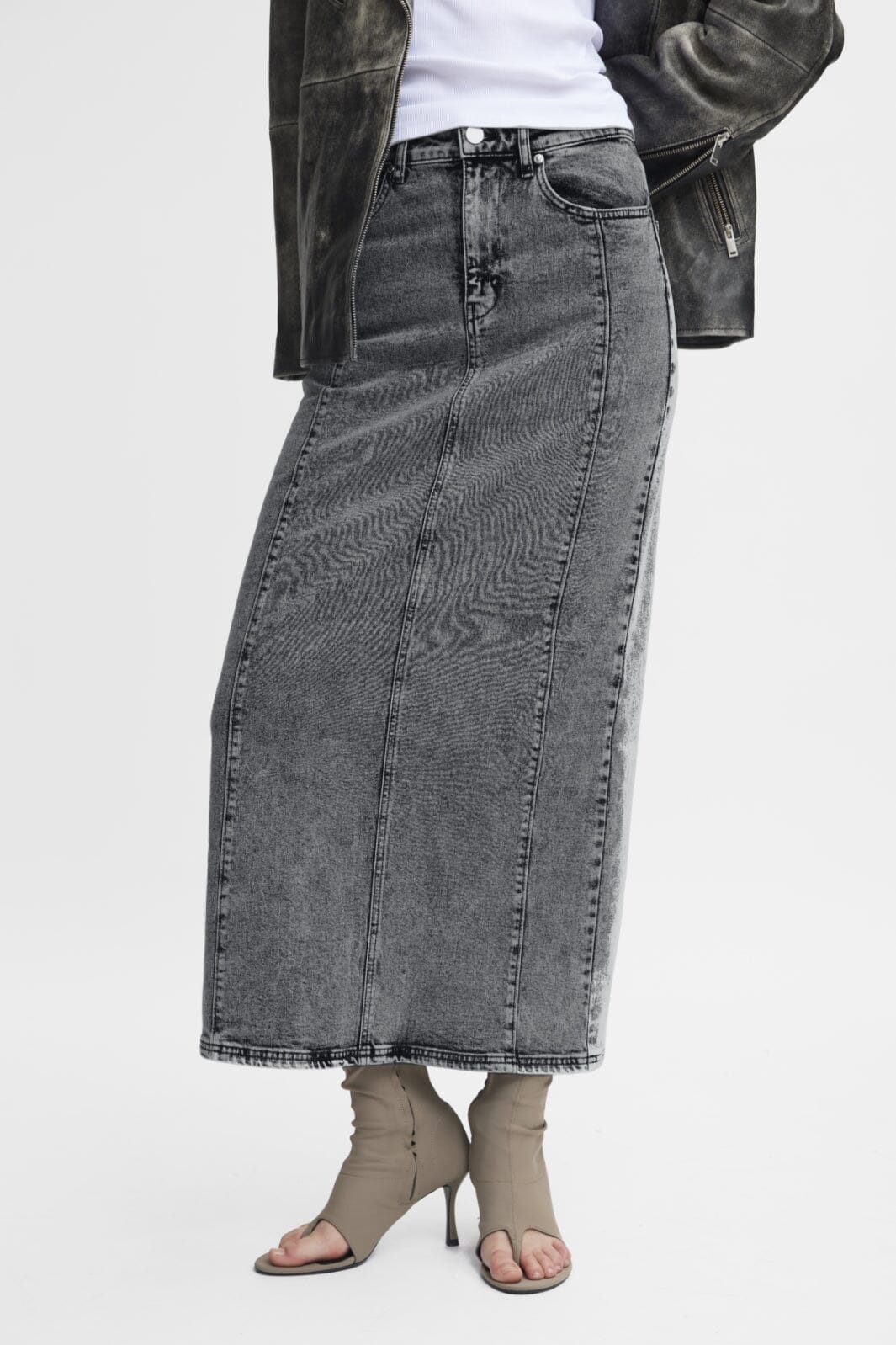 Gestuz - StullyGZ MW long skirt - Grey acid wash Nederdele 