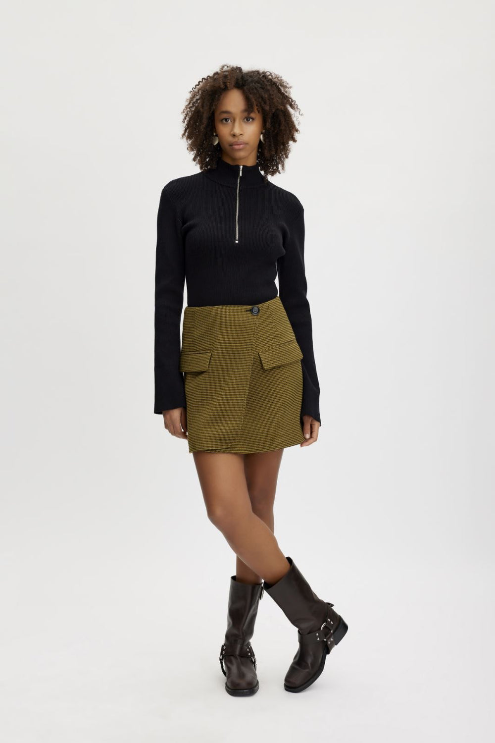 Gestuz - YasmiaGZ zipper pullover - Black Strikbluser 