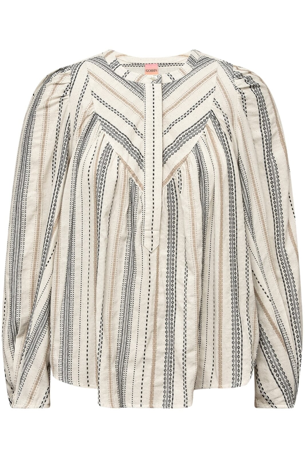 Gossia - GabiGO Blouse - White - Sand -Black Bluser 