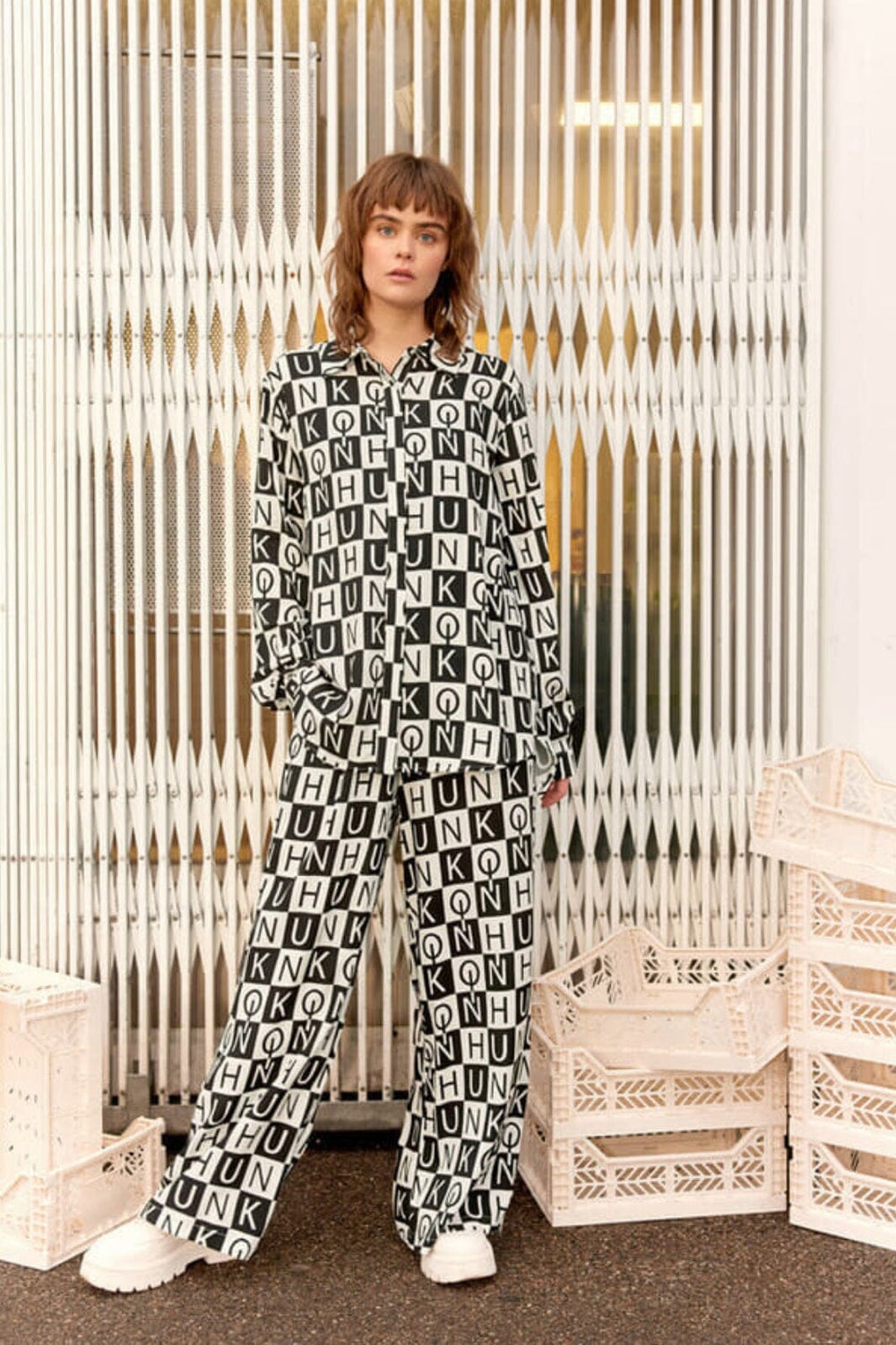 Hunkøn - Checkmate Trousers - Checkmate Art Print Bukser 