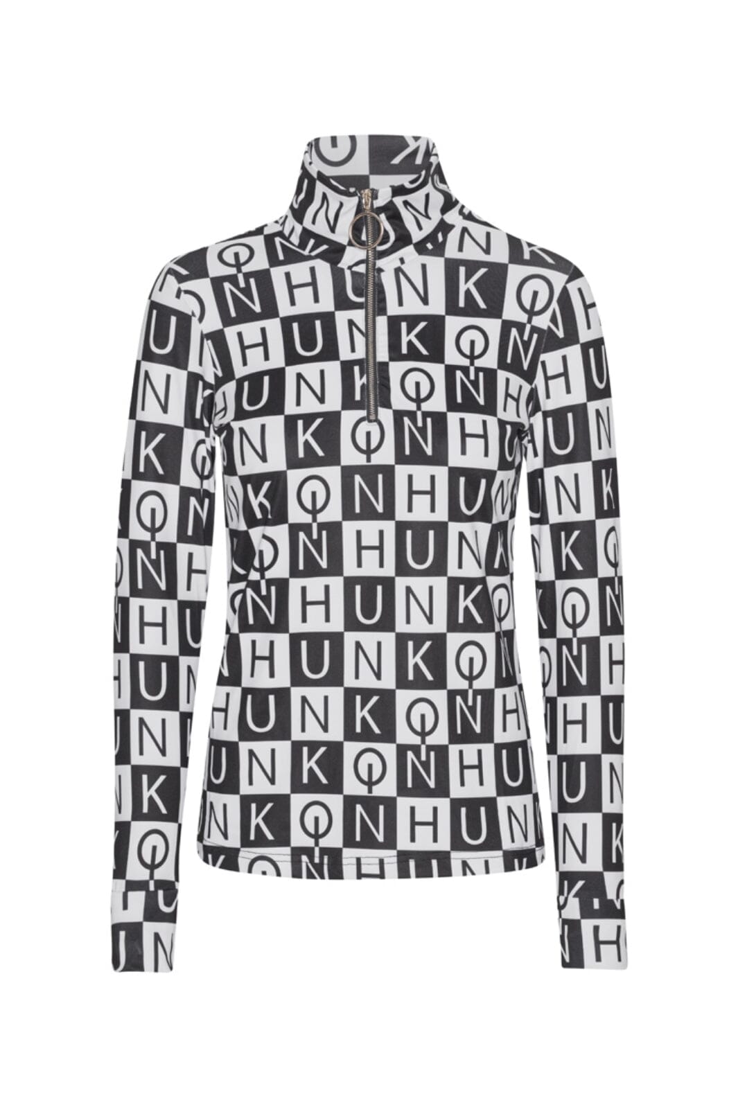 Hunkøn - Milly Zipper Blouse - Checkmate Art Print Bluser 