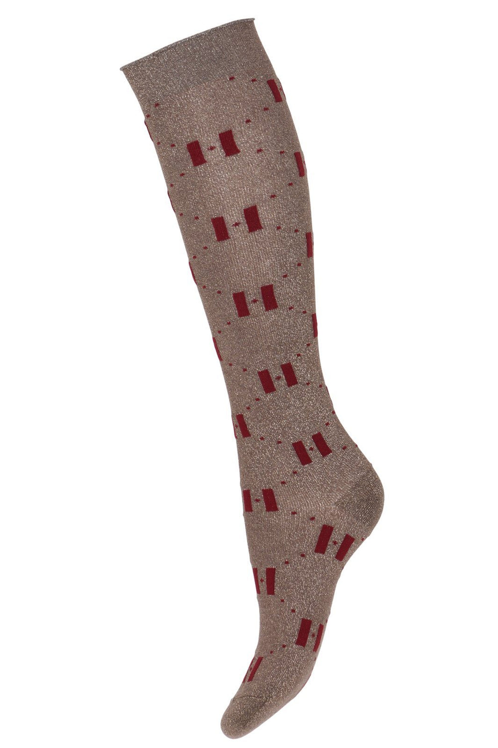 Hype The Detail - Fashion kneeHigh 21459-90-9060 - Bronze glitter w. Boadeaux Logo Strømper 