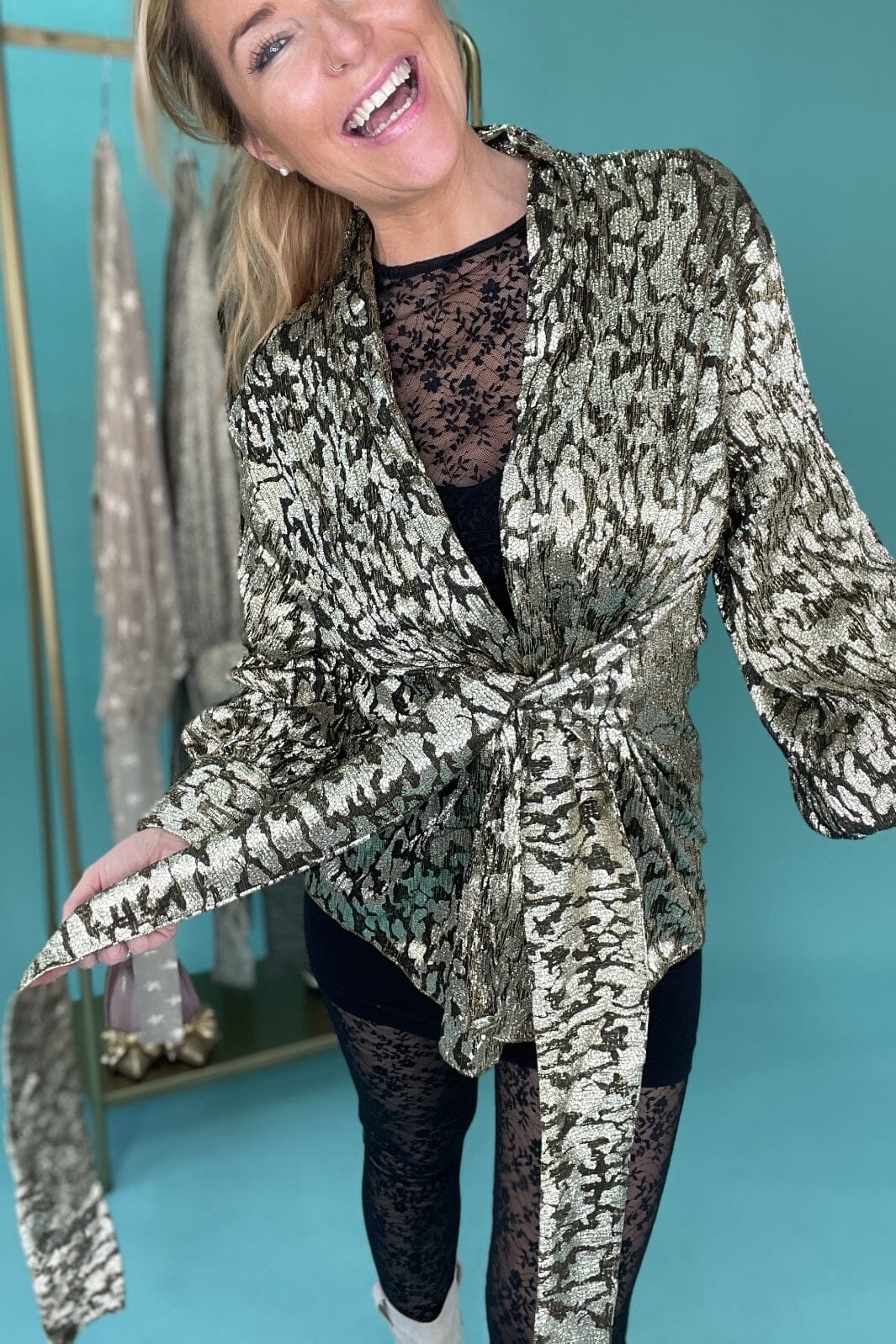 Karmamia - Lola Wrap Blouse - Gold Leo Bluser 