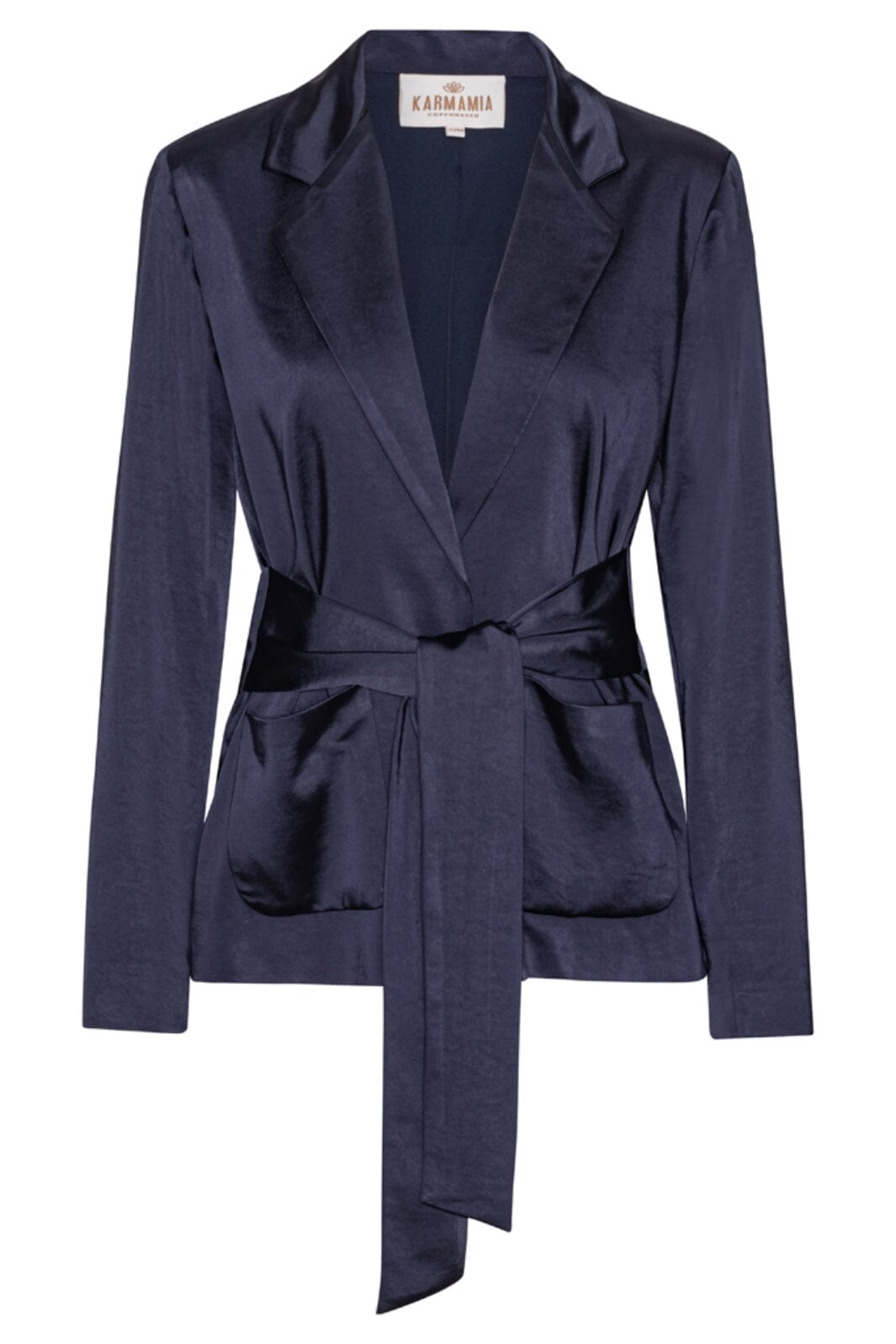 Karmamia - Rex Tie Blazer - Navy Rich Satin Blazere 