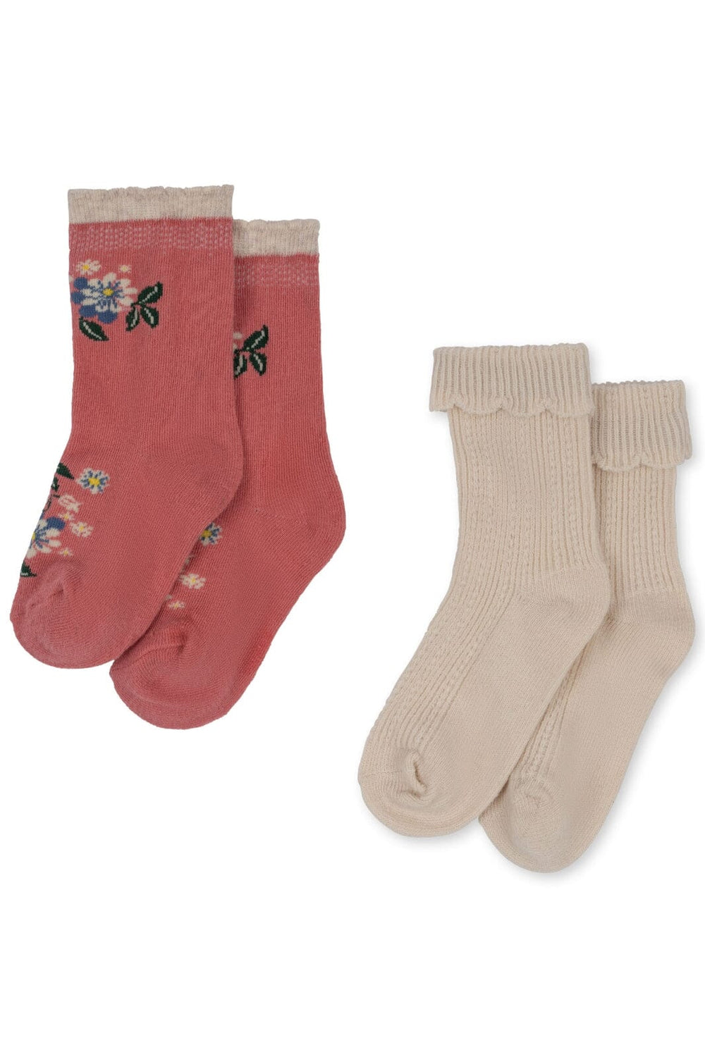 Konges Sløjd - 2 Pack Jacquard Pointelle Socks - Pink Strømper 