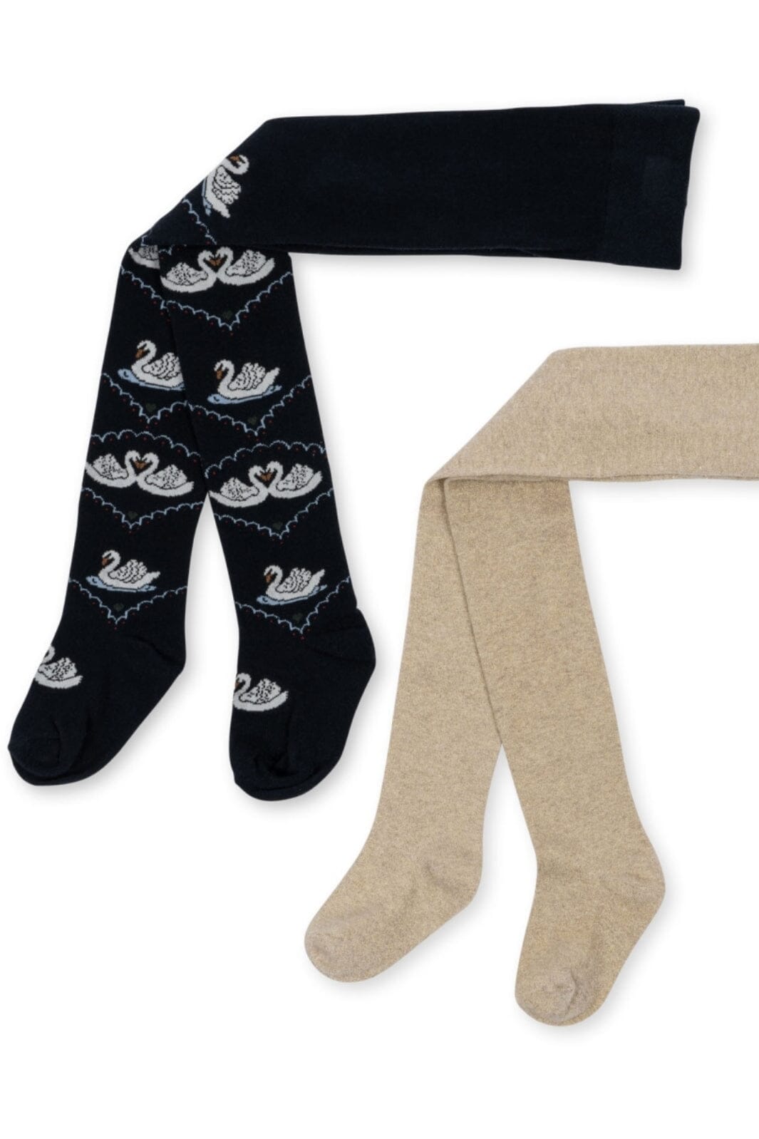 Konges Sløjd - 2 Pack Jacquard Swan Tights - Navy/Off White Strømpebukser 