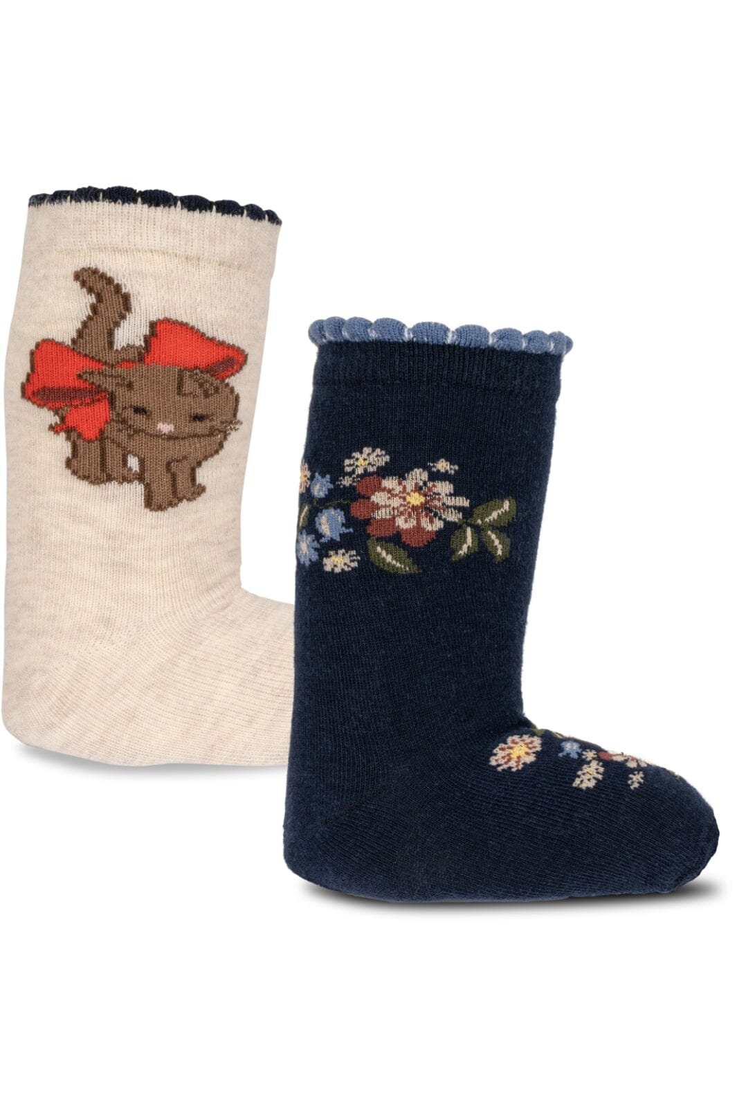 Konges Sløjd - 2 Pack Lapis Socks - Cat/Flower Strømper 