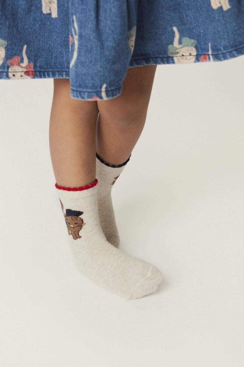 Konges Sløjd - 2 Pack Lapis Socks - Cat/Flower Strømper 