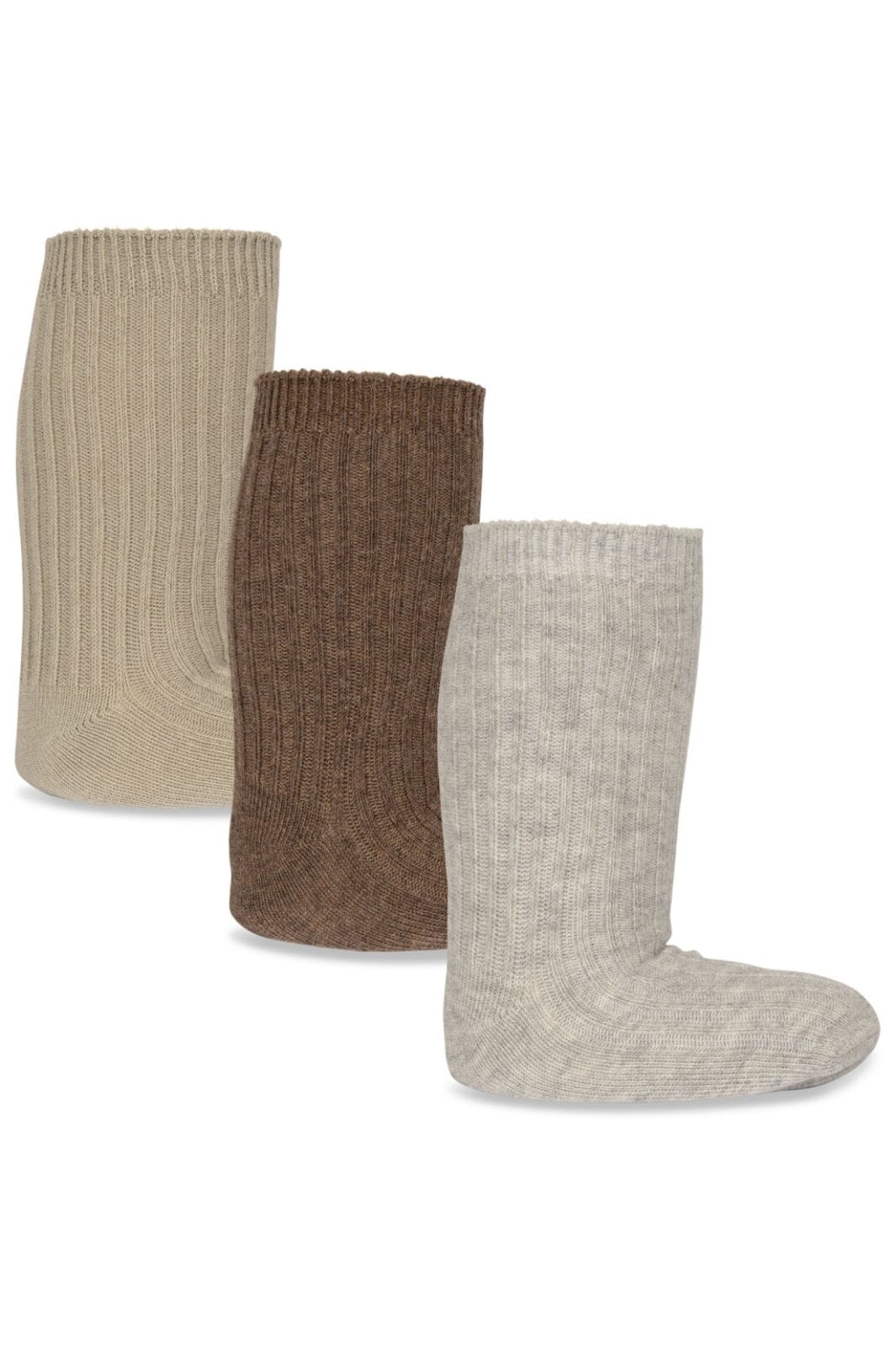 Konges Sløjd - 3 Pack Rib Socks - Soft Grey/Ment/Brown Strømper 