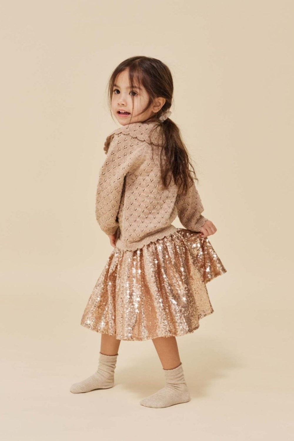 Konges Sløjd - Starla Sequin Skirt - Gold Blush Nederdele 