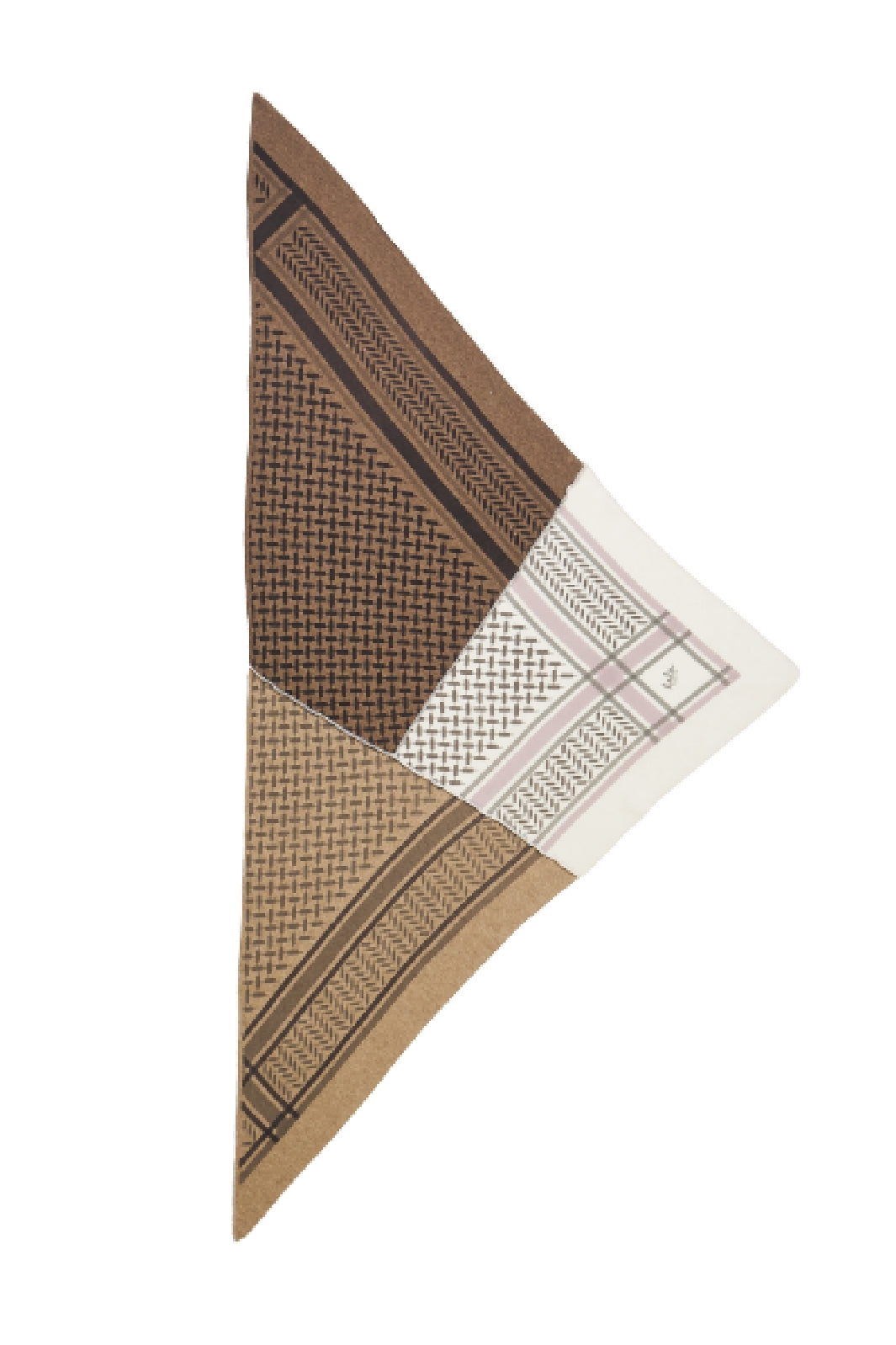 Lala Berlin - Triangle Patchwork Brown M - Grey on Alabastro Tørklæder 