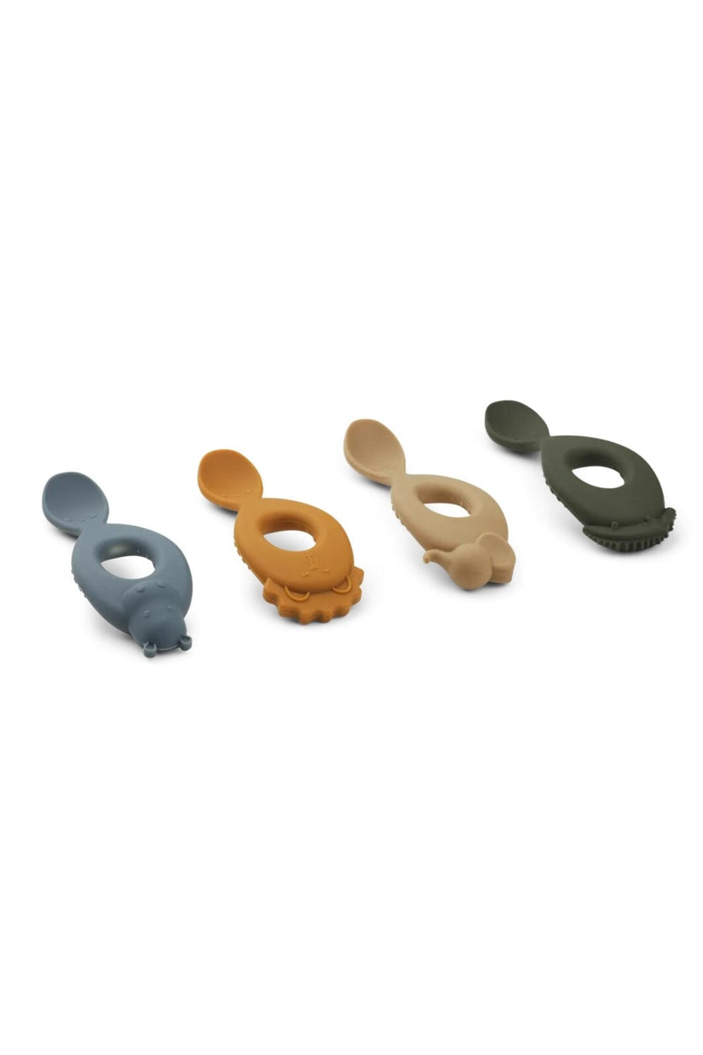 Liewood - Liva Silicone Spoon 4-Pack - Safari/Blue Multi Mix Køkkentilbehør 