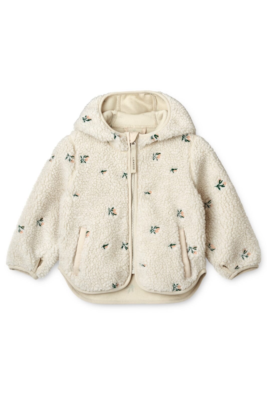 Liewood - Mara Pile Embroidery Jacket With Ears - Peach / Sandy Embroidery Fleece jakker 