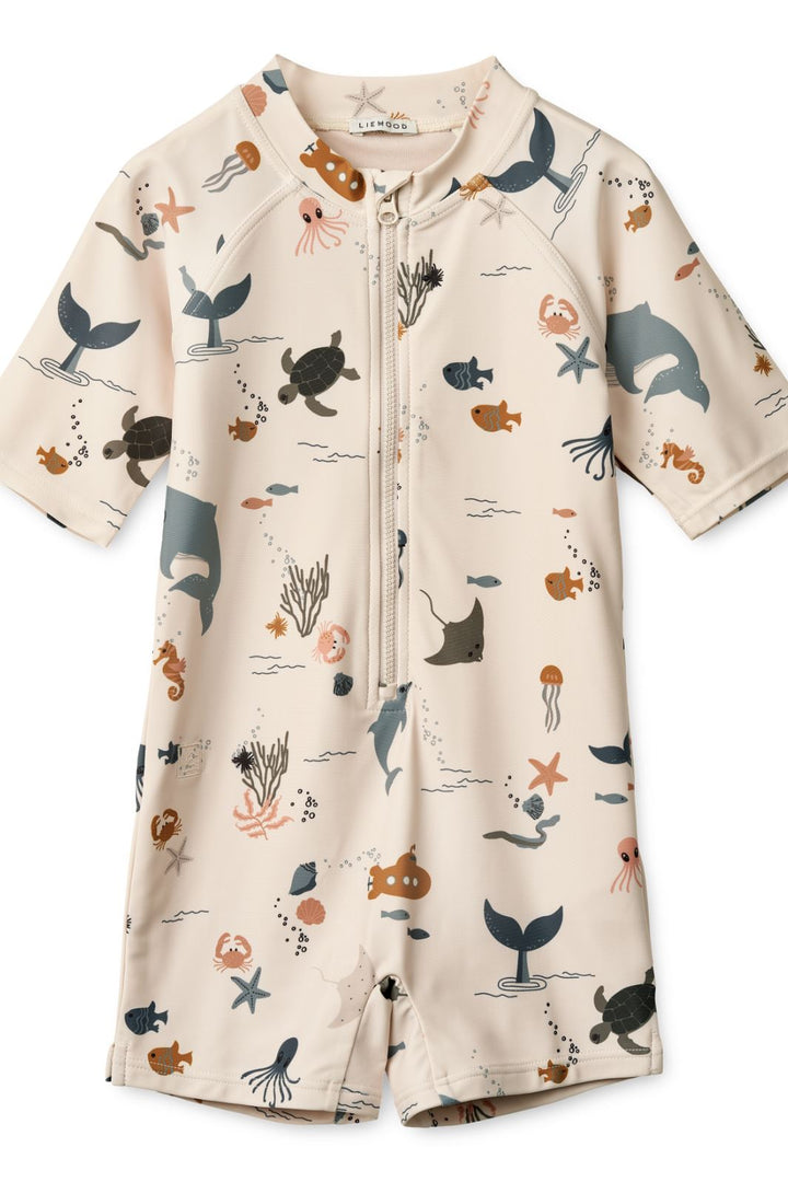 Liewood - Max Printed Swim Jumpsuit - Sea Creature / Sandy Badedragter 