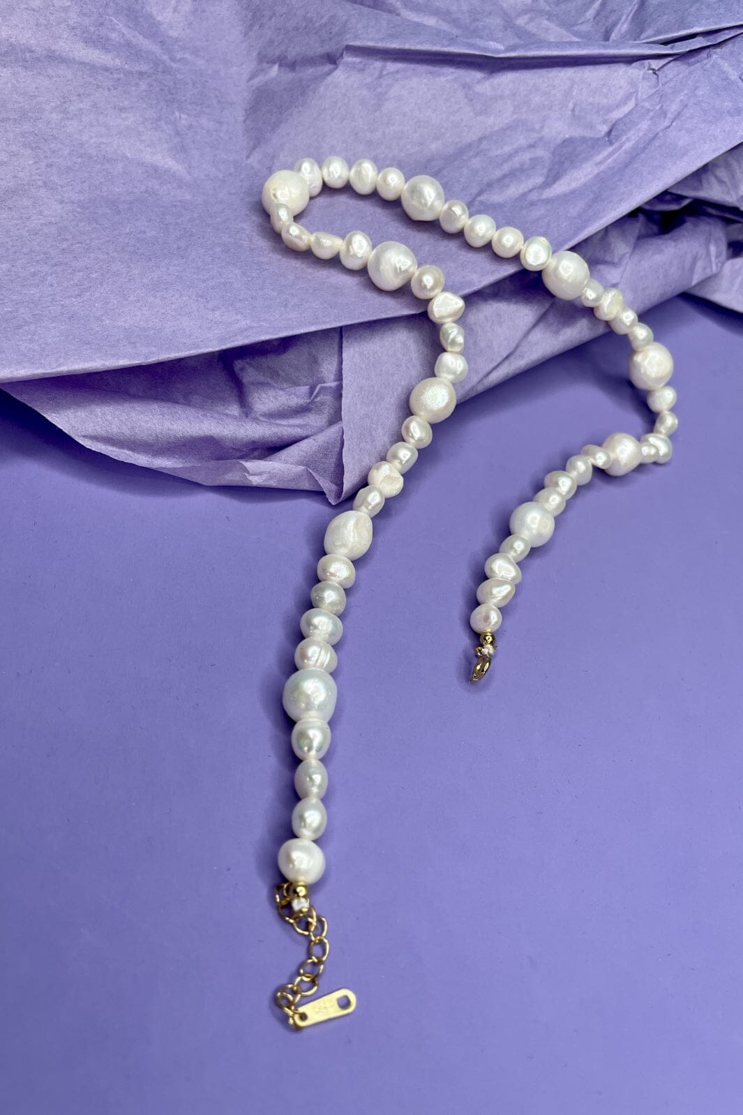 Mellow Moon - Ferskvandsperle halskæde med store perler - Forgyldt Halskæder 