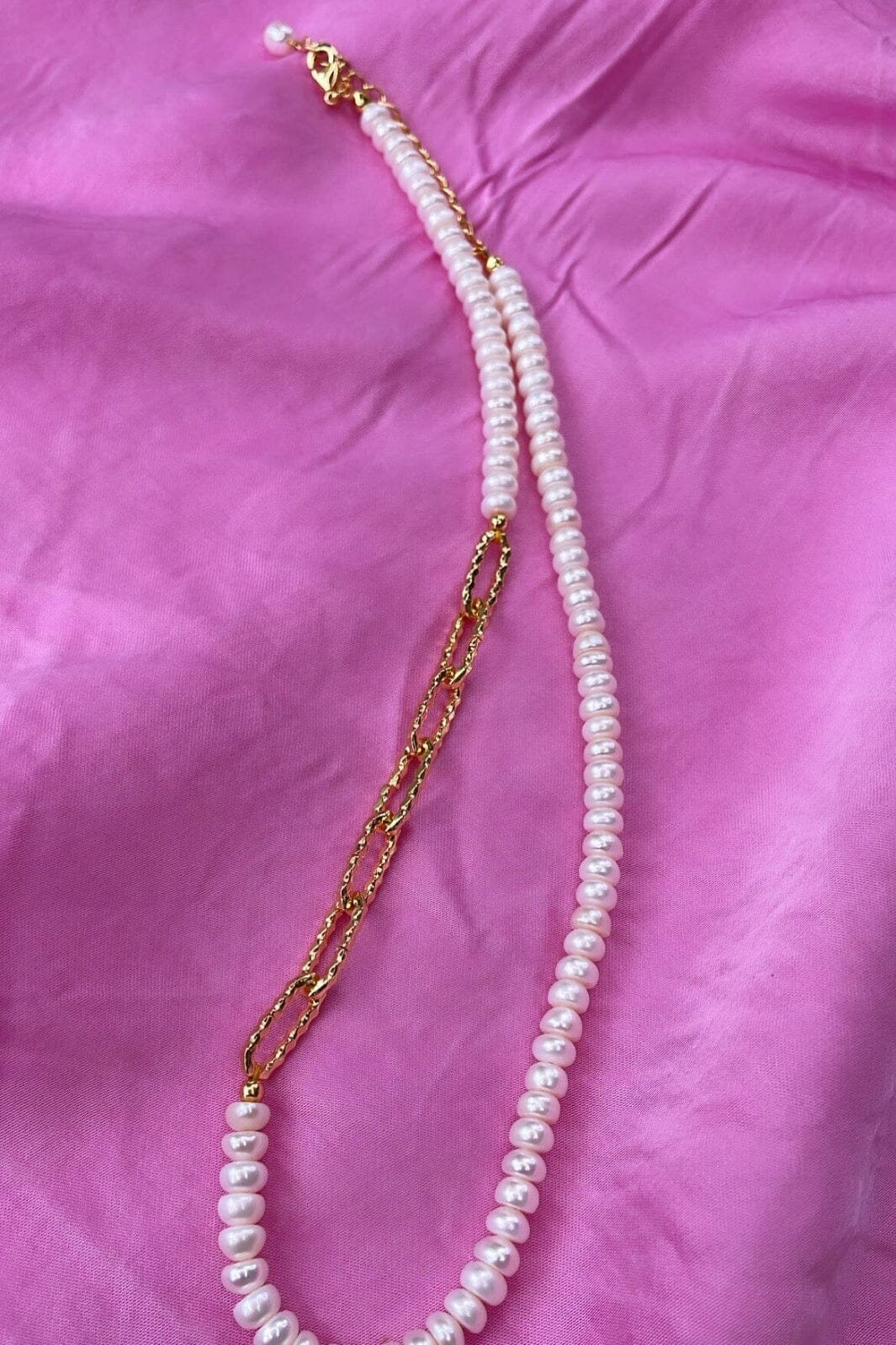 Mellow Moon - Pearl Chain Necklace - Forgyldt Halskæder 