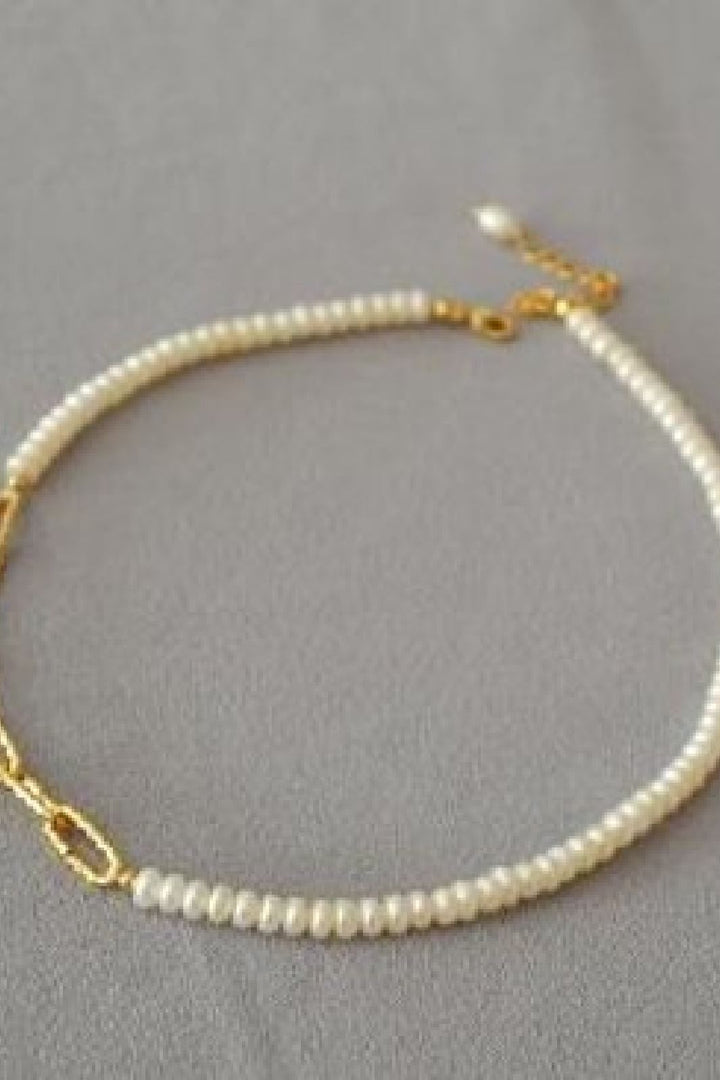 Mellow Moon - Pearl Chain Necklace - Forgyldt Halskæder 