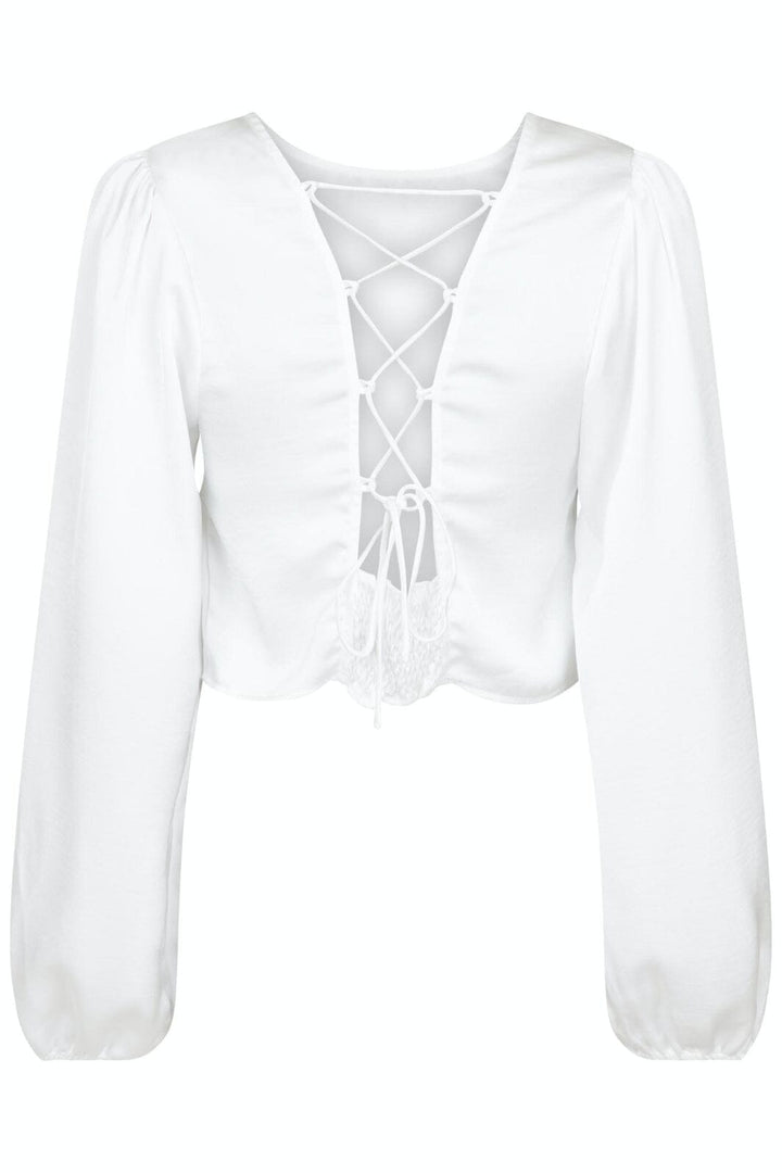 Neo Noir - Aura Heavy Sateen Blouse - White Bluser 