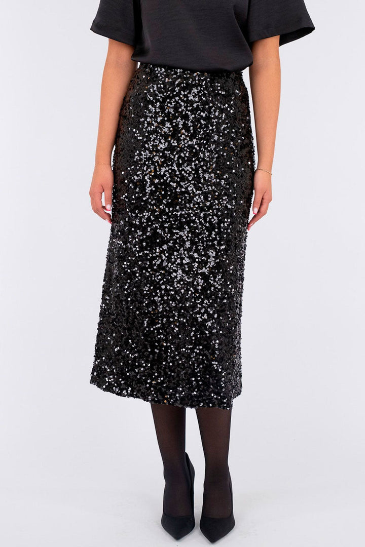 Neo Noir - Baira Fall Sequins Skirt - Black Nederdele 