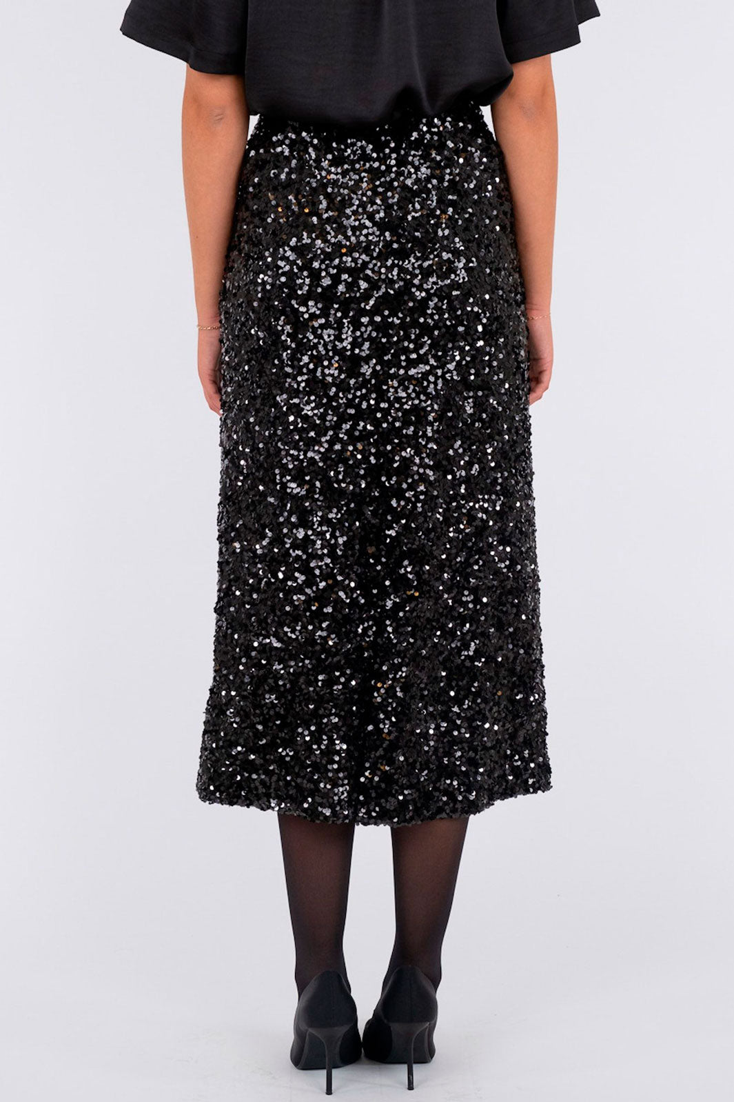 Neo Noir - Baira Fall Sequins Skirt - Black Nederdele 