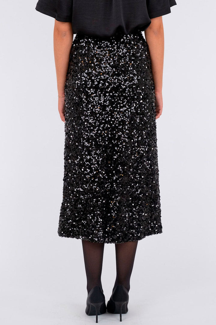 Neo Noir - Baira Fall Sequins Skirt - Black Nederdele 
