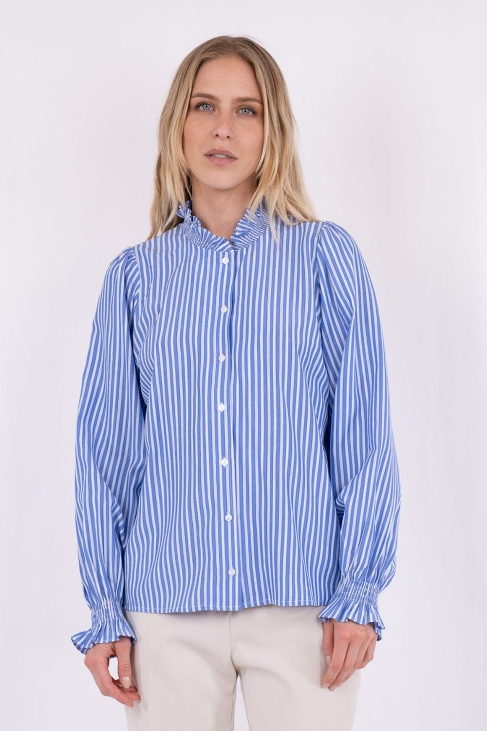 Neo Noir - Brianna Stripe Blouse - Blue Skjorter 