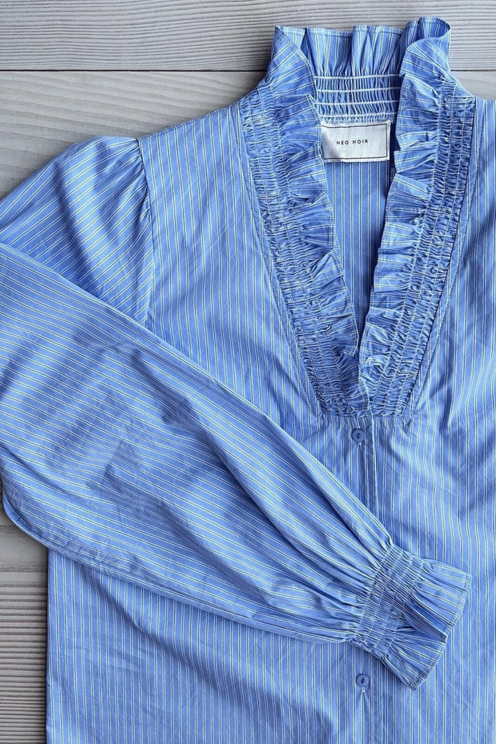 Neo Noir - Brielle Stripe Shirt - Light Blue Skjorter 