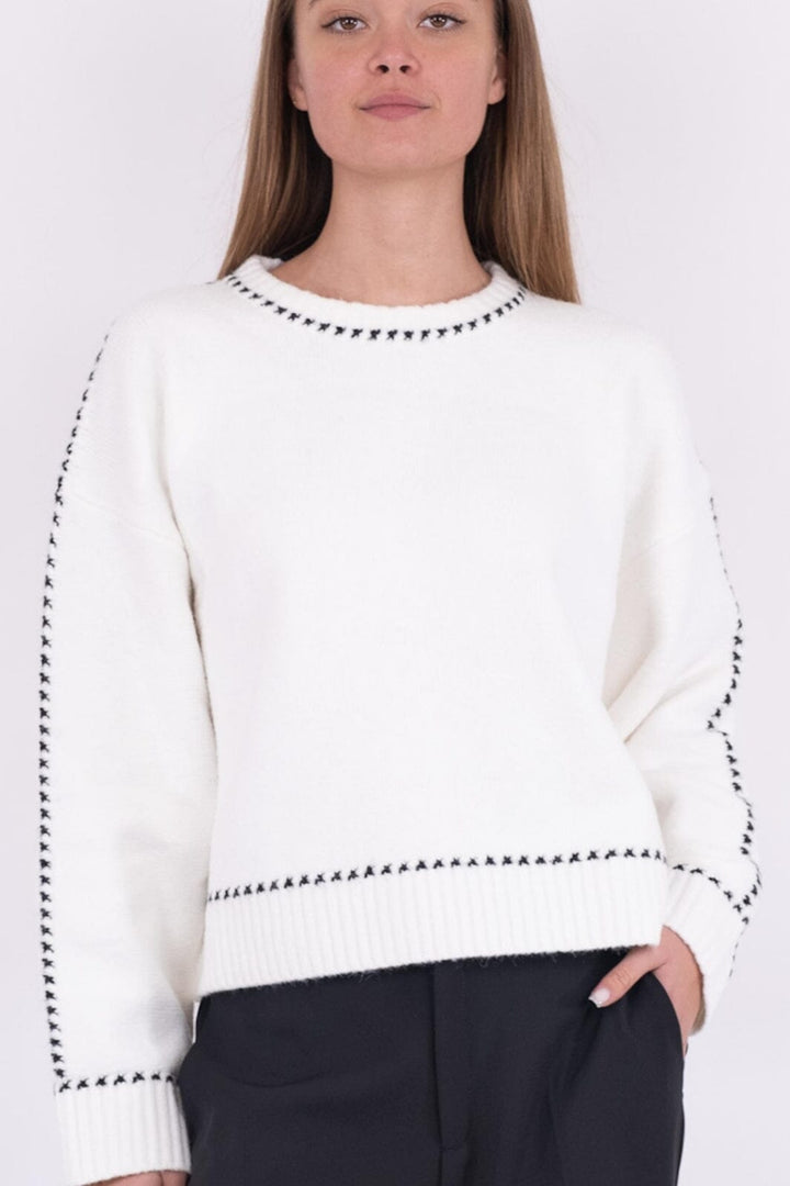 Neo Noir - Detri Knit Blouse - Off White Strikbluser 