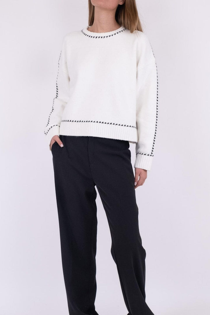 Neo Noir - Detri Knit Blouse - Off White Strikbluser 