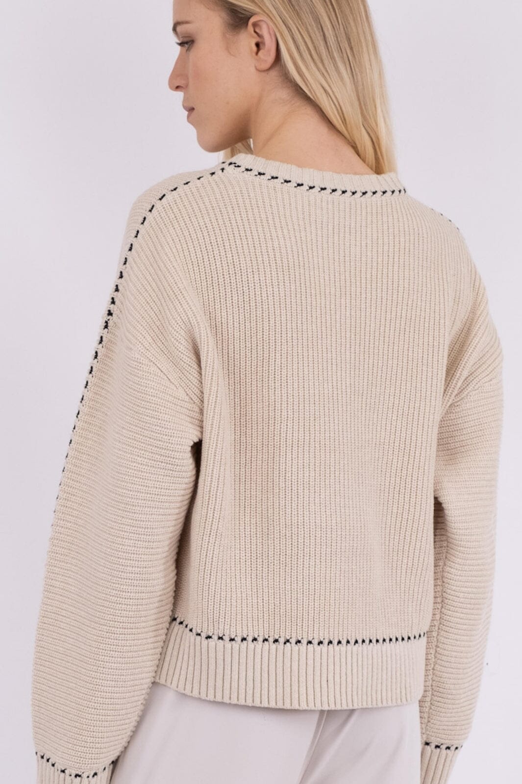 Neo Noir - Detri Soft Knit Blouse - Sand Strikbluser 