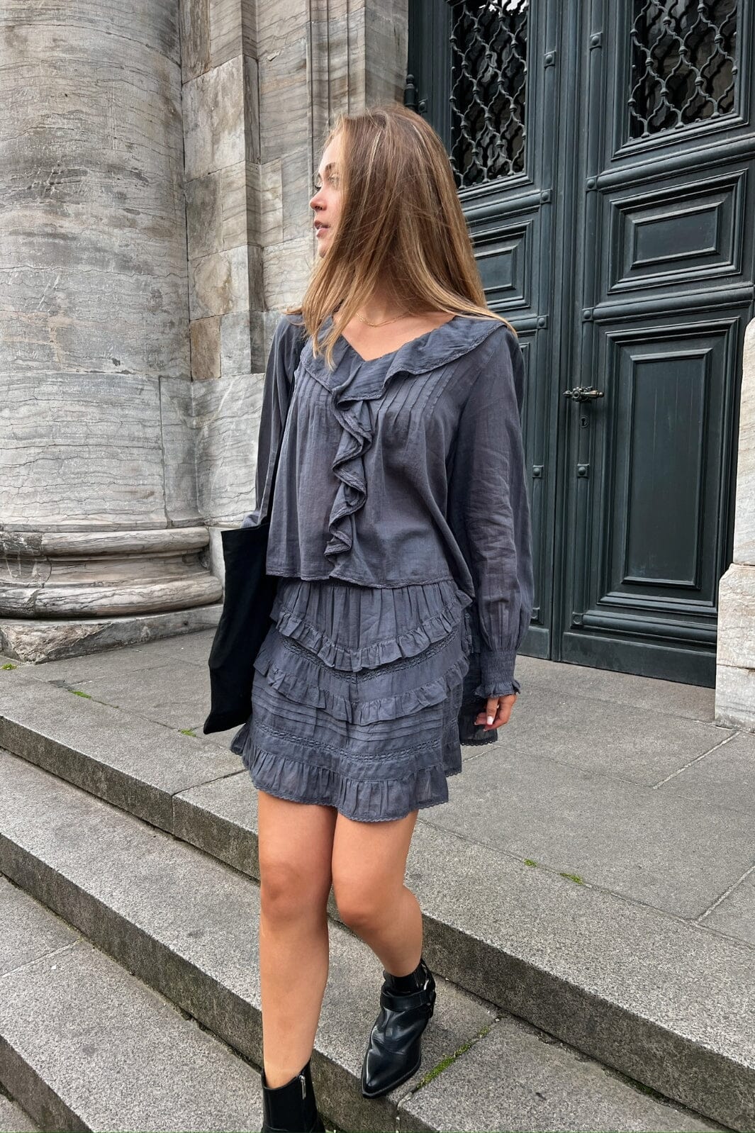 Neo Noir - Donna S Voile Skirt - Dark Grey Nederdele 