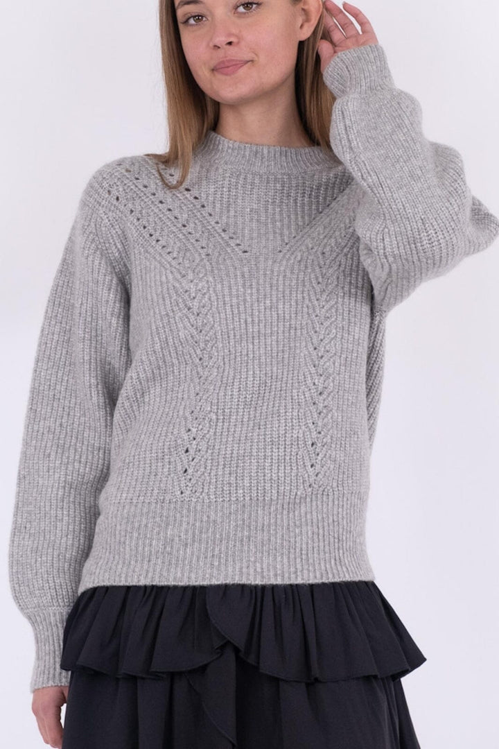 Neo Noir - Gimora Knit Blouse - Grey Melange Strikbluser 