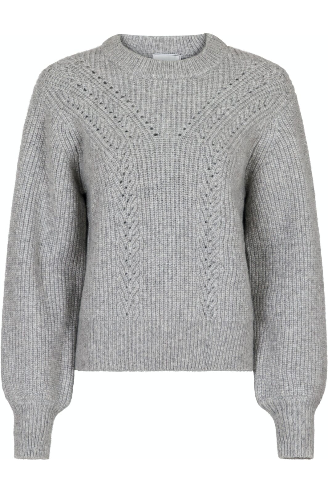 Neo Noir - Gimora Knit Blouse - Grey Melange Strikbluser 