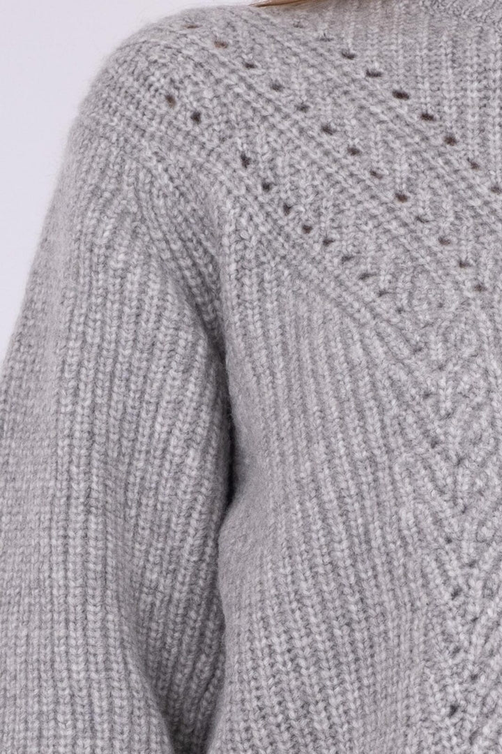 Neo Noir - Gimora Knit Blouse - Grey Melange Strikbluser 
