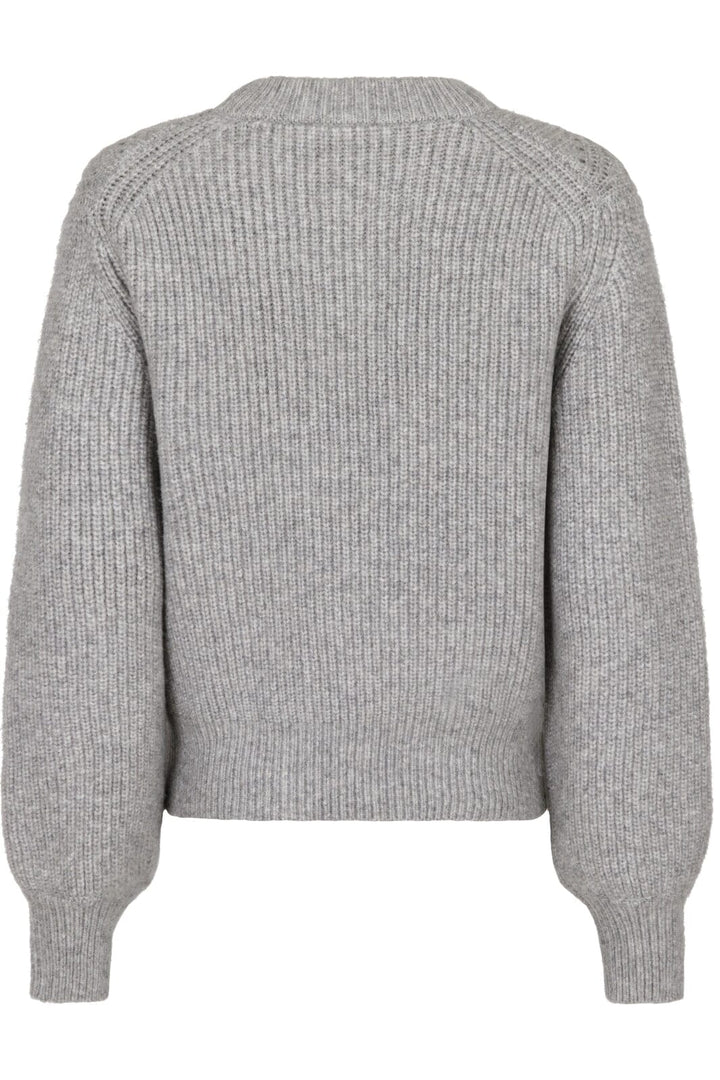 Neo Noir - Gimora Knit Blouse - Grey Melange Strikbluser 
