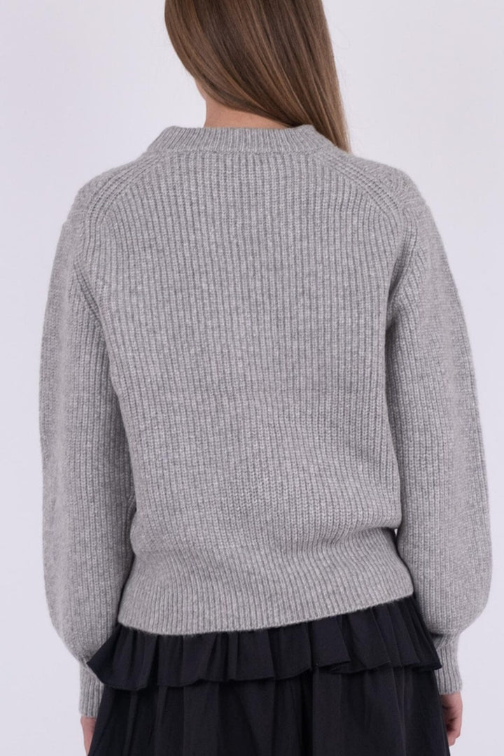 Neo Noir - Gimora Knit Blouse - Grey Melange Strikbluser 