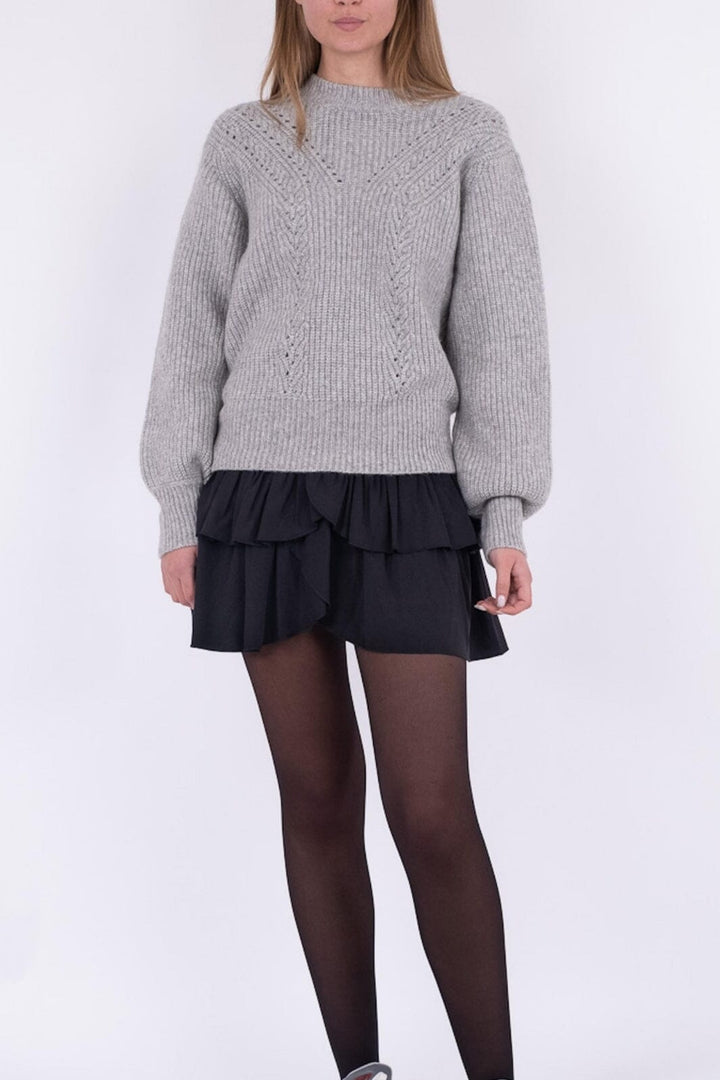 Neo Noir - Gimora Knit Blouse - Grey Melange Strikbluser 