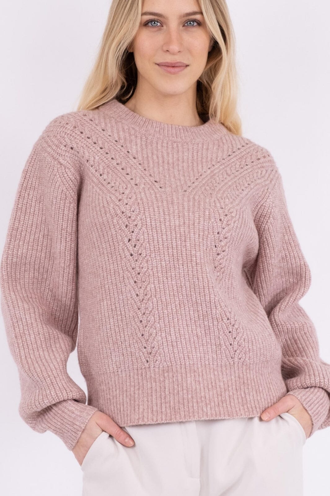 Neo Noir - Gimora Knit Blouse - Rose Melange Strikbluser 