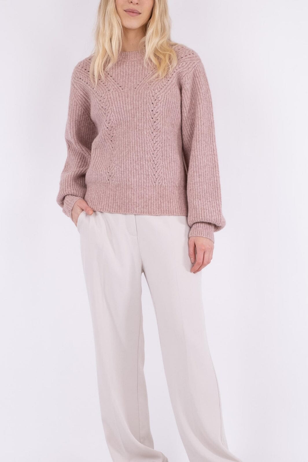 Neo Noir - Gimora Knit Blouse - Rose Melange Strikbluser 