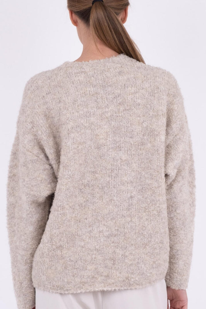 Neo Noir - Glenda Boucle Knit Blouse - Sand Melange Strikbluser 