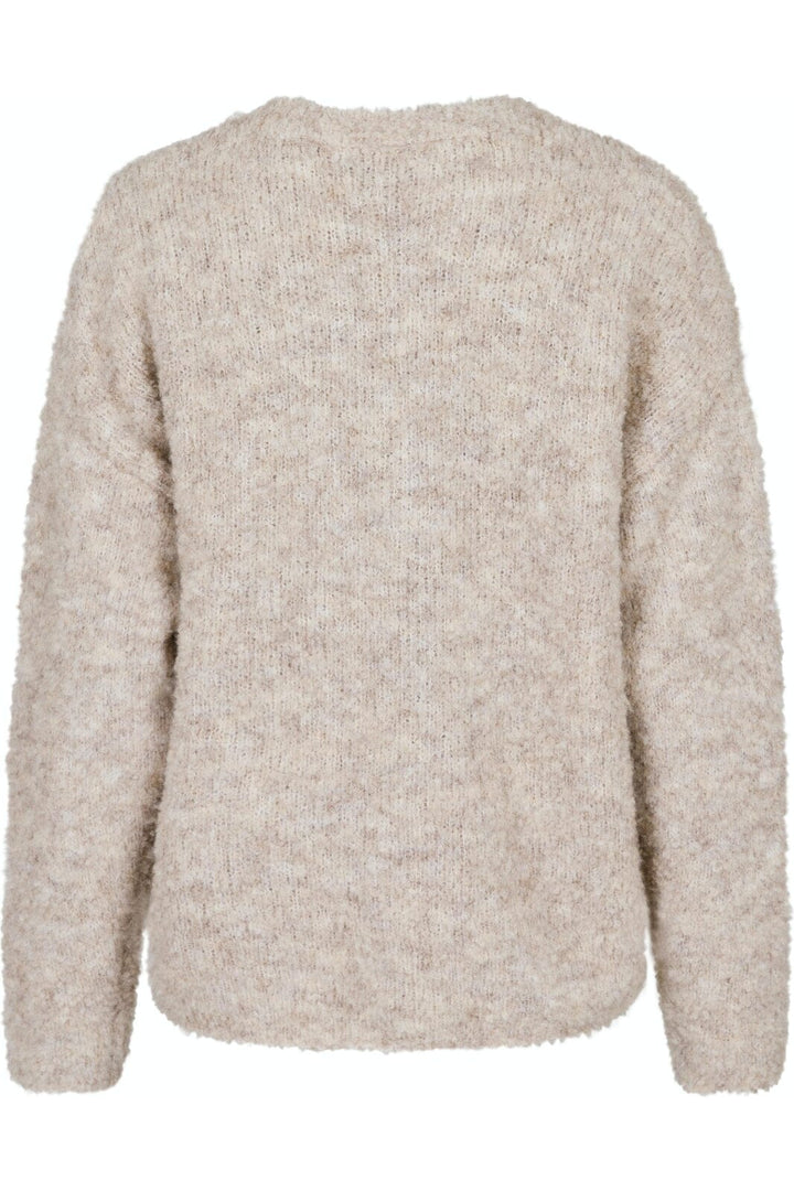 Neo Noir - Glenda Boucle Knit Blouse - Sand Melange Strikbluser 