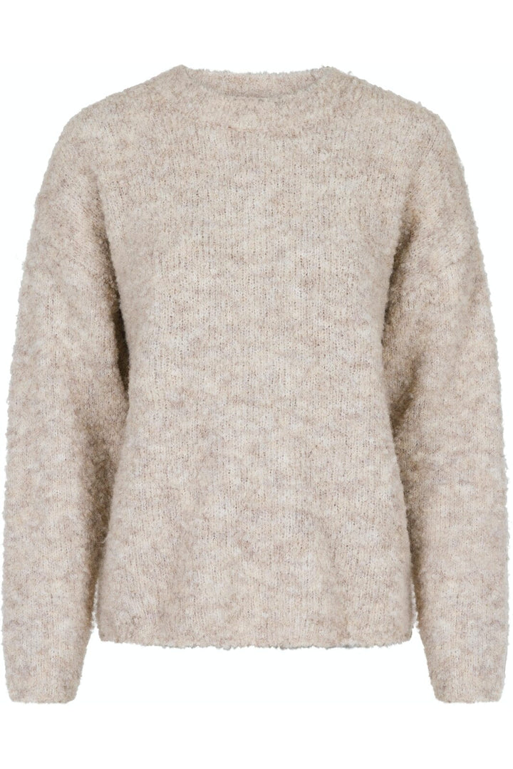 Neo Noir - Glenda Boucle Knit Blouse - Sand Melange Strikbluser 