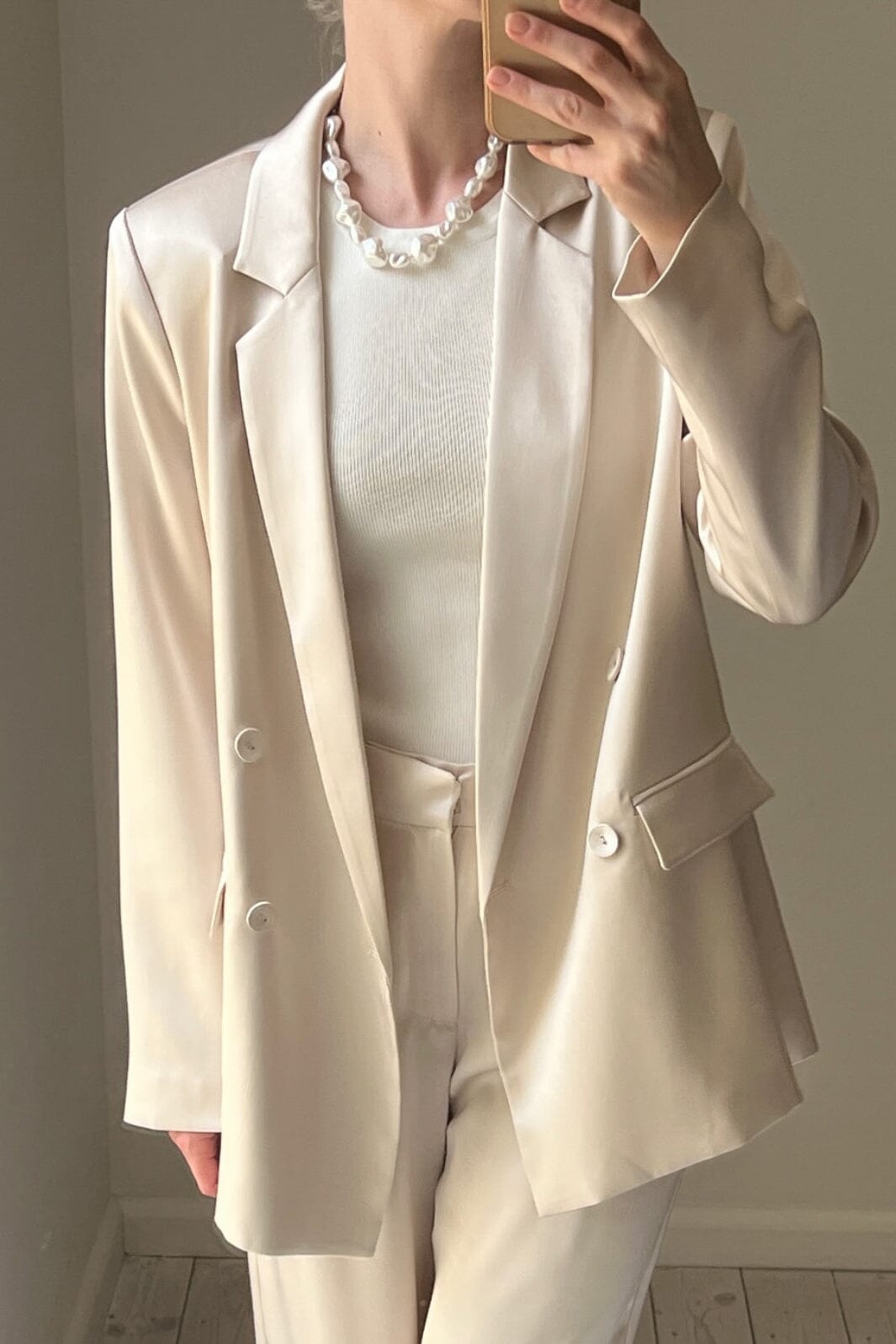 Neo Noir - Jardin Heavy Sateen Blazer - Ivory Blazere 