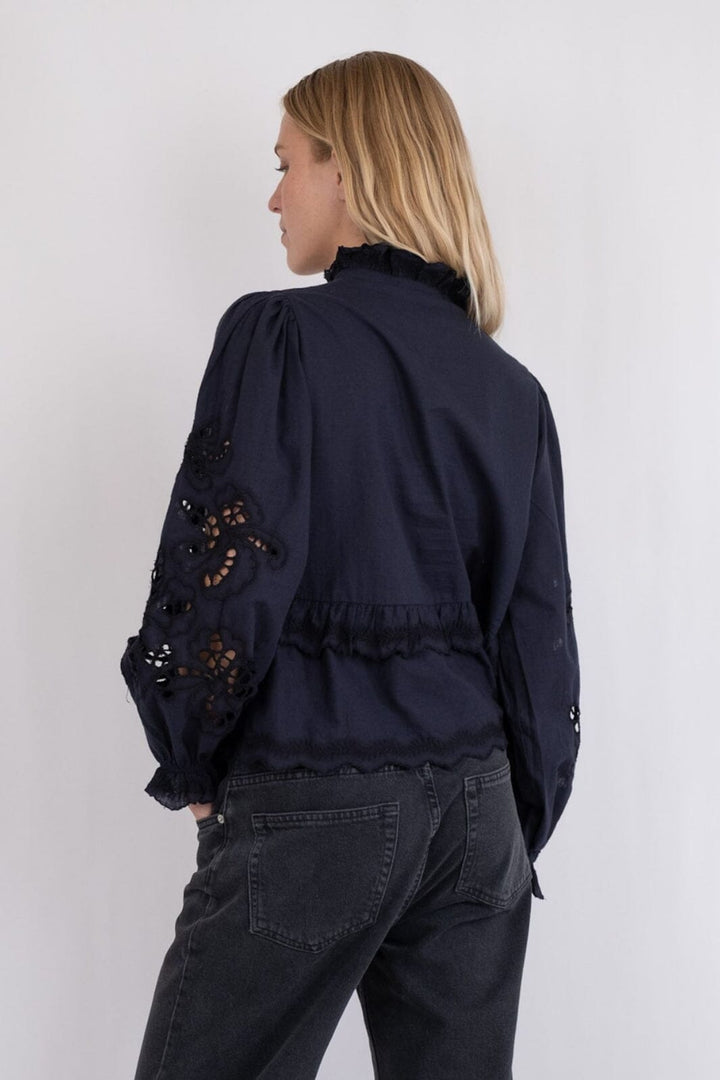 Neo Noir - Kimmo Embroidery Blouse - Navy Skjorter 