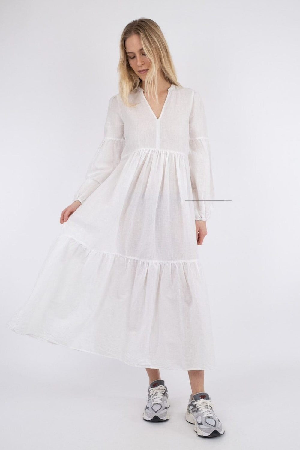 Neo Noir - Klaudia Linen Dress - White Kjoler 